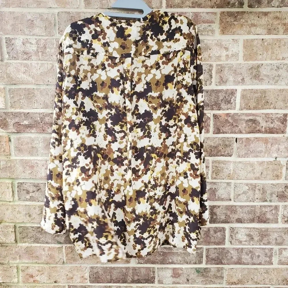 Lafayette 148 New York Zalina Long-Sleeve Earthen Texture Silk Blouse M - Picture 4 of 4